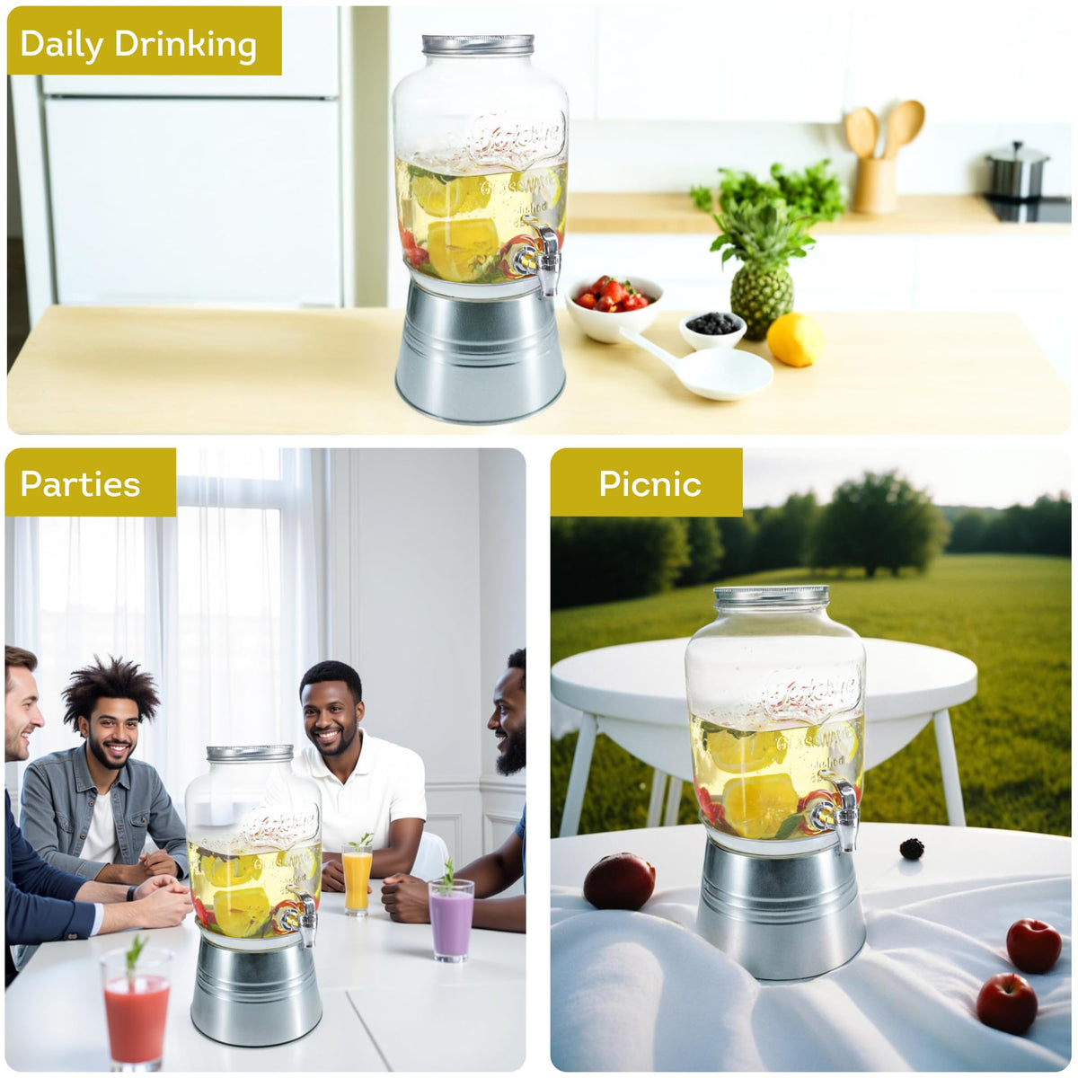 Glass Beverage Dispenser with Stand 1 Gallon X7018