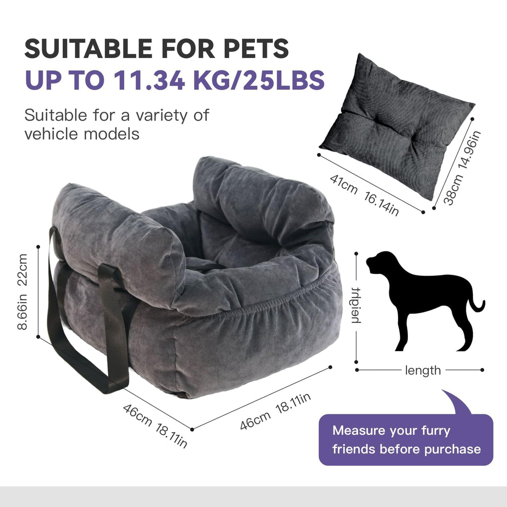 Gray Pet Car Booster Seat for Small Dogs up to 25 lbs B994857
