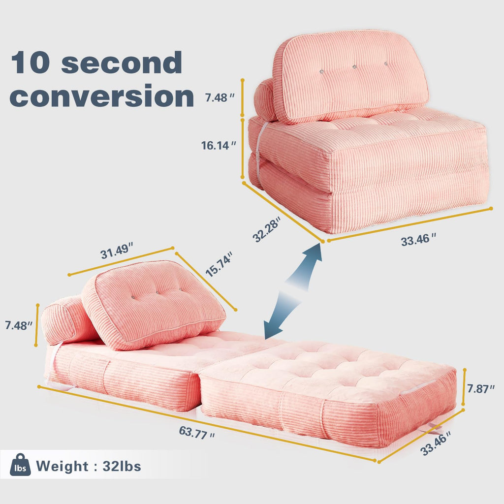 Pink Flannel Folding Sofa Bed G7352