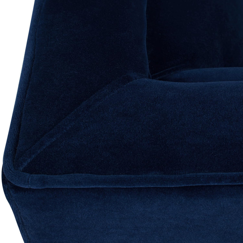 84" Tufted Navy Blue Velvet Sofa with Two Reversible Cushions F729