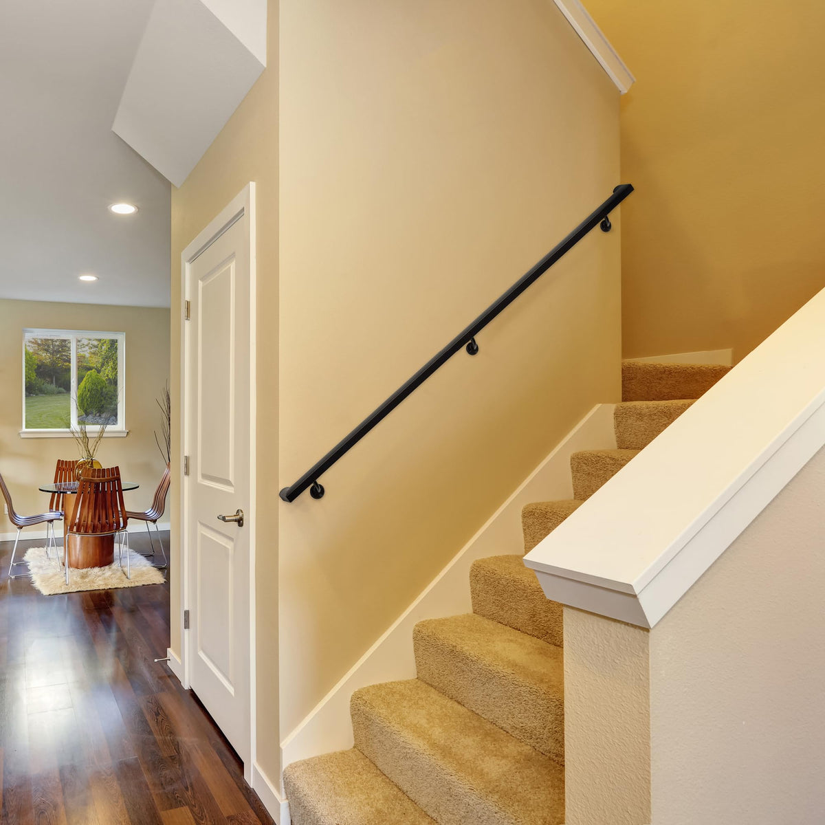 Aluminum Handrail Kit with Wall Mount Brackets, Black Textured, 3' Length O925