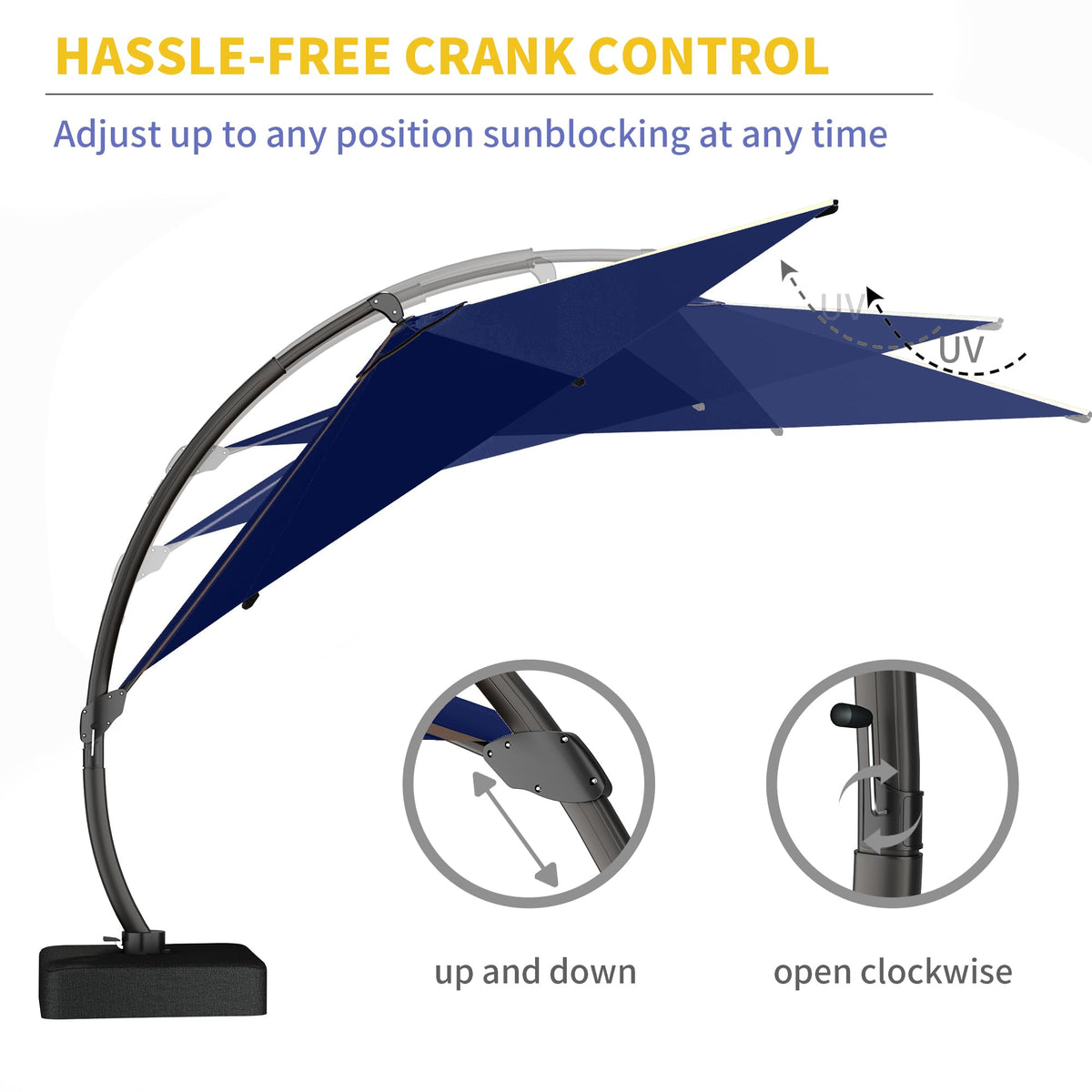 12ft Cantilever Patio Umbrella with Base and Cover W738475