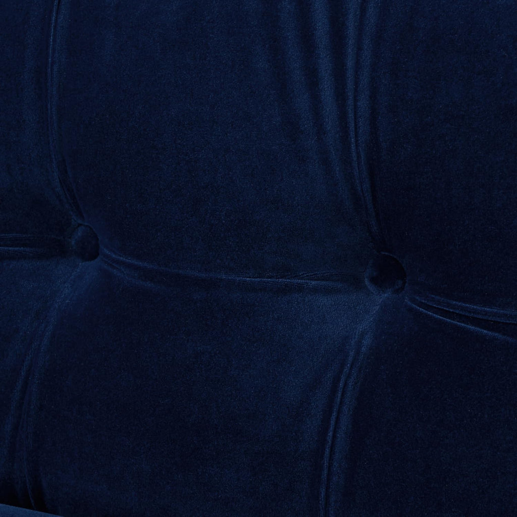 84" Tufted Navy Blue Velvet Sofa with Two Reversible Cushions F729