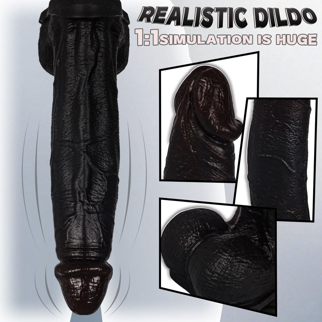 Black Realistic Silicone Dildo with Suction Cup Q8122