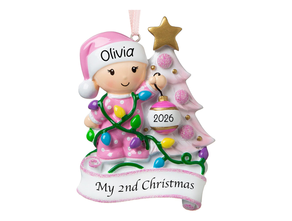 Baby's Second Christmas Ornament 2026 Pink F8892