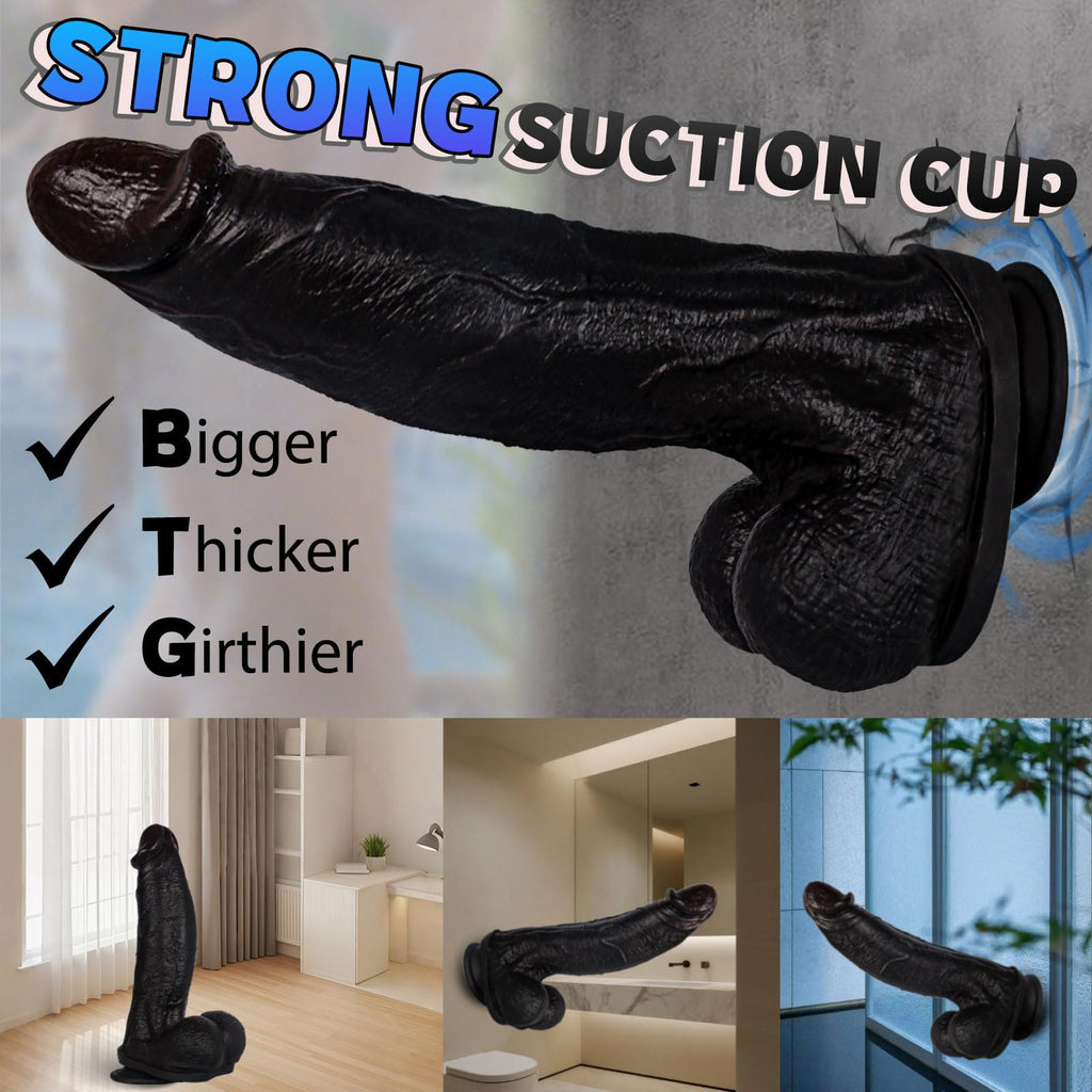Black Realistic Silicone Dildo with Suction Cup Q8122