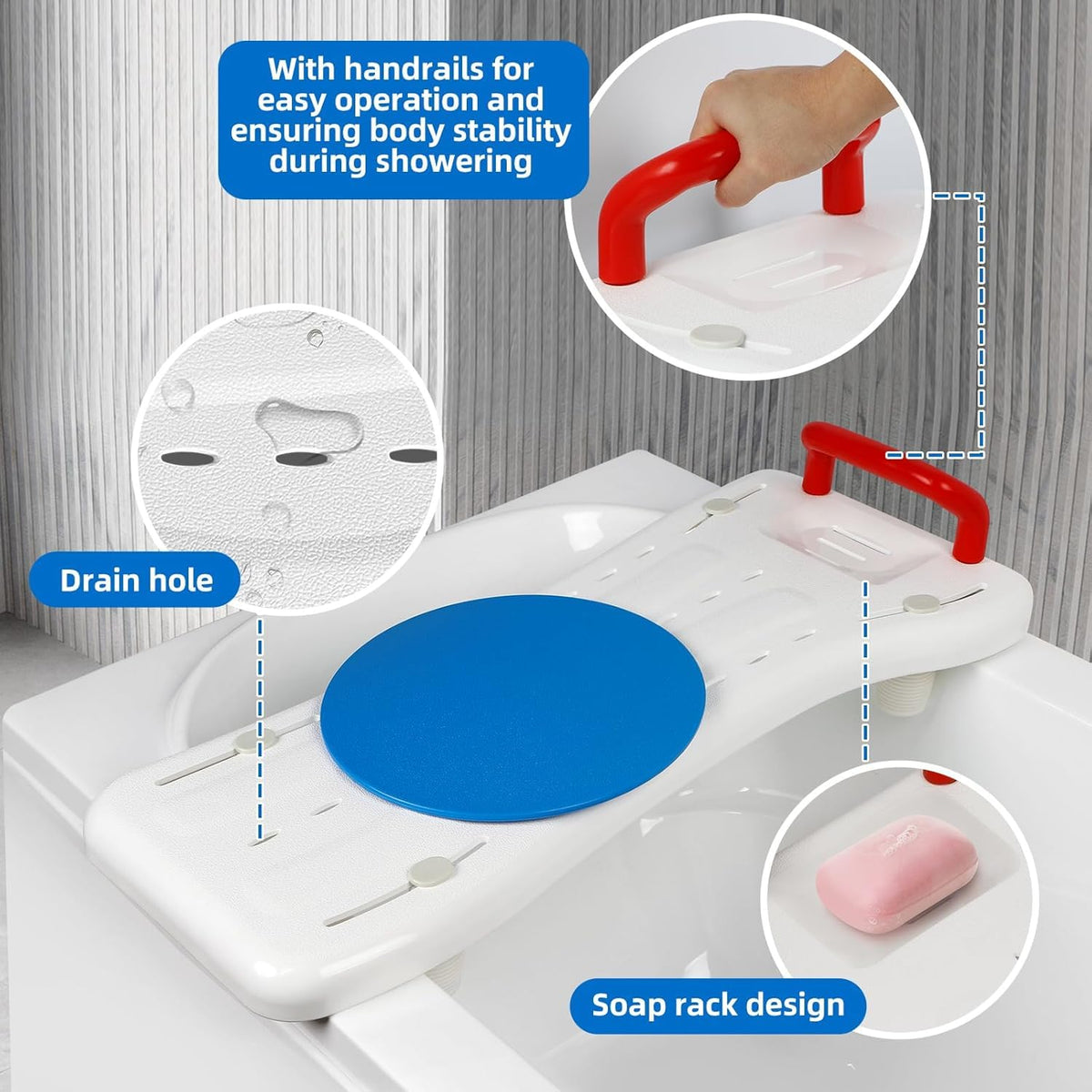 Rotating Tub Transfer Bench with Handle, 300 lbs M6929