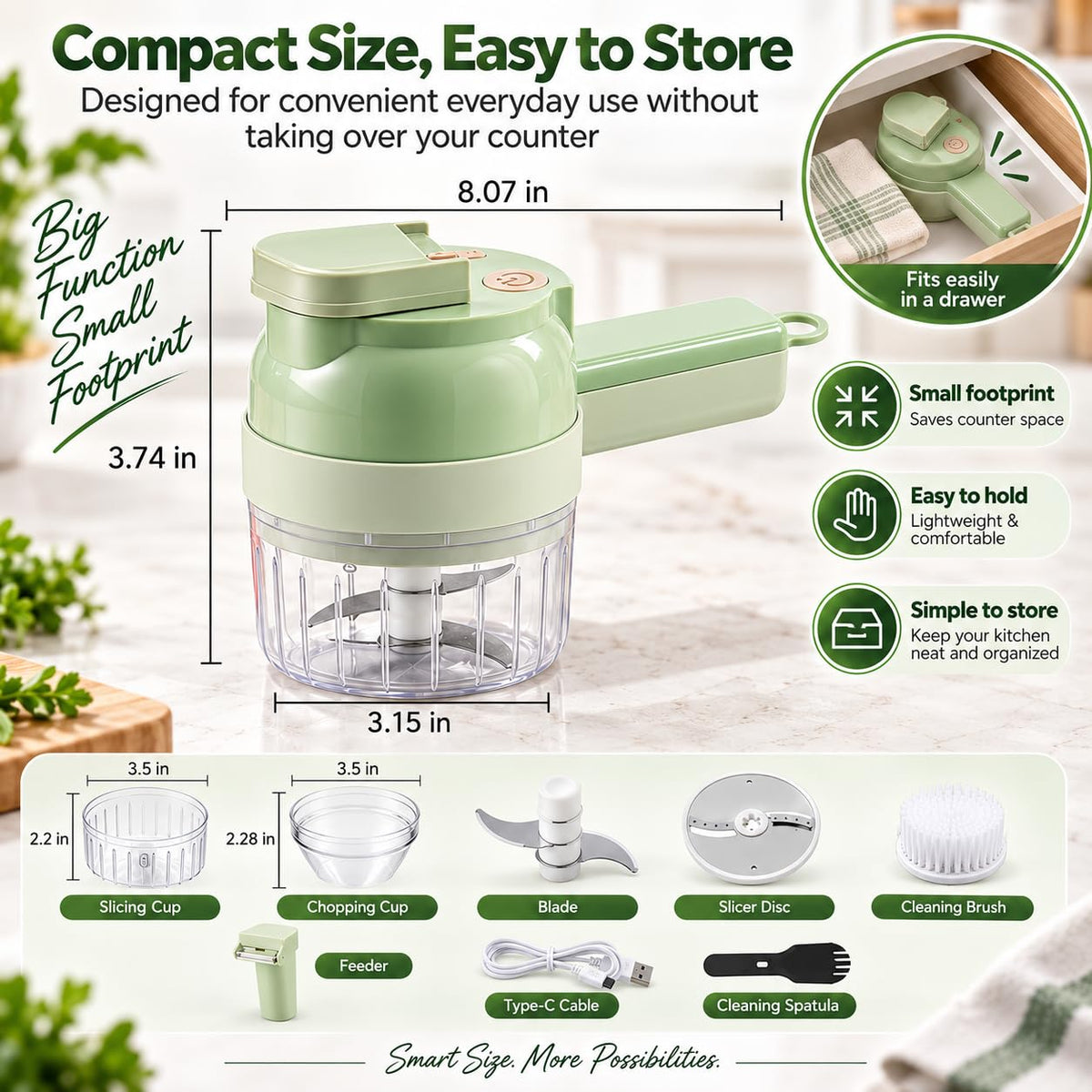 5-in-1 Wireless Electric Vegetable Chopper Y4538