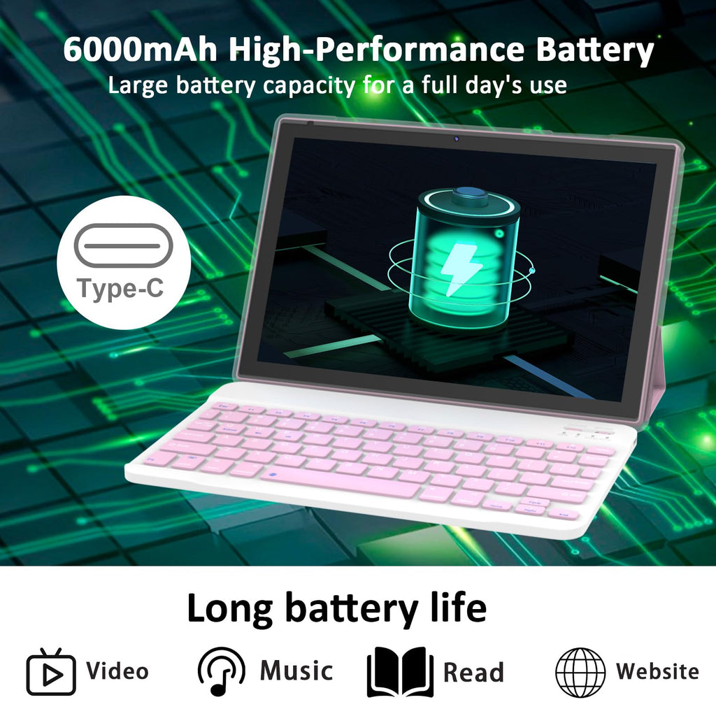 Android 16 10 Inch Tablet 12GB RAM 64GB ROM Pink Z353