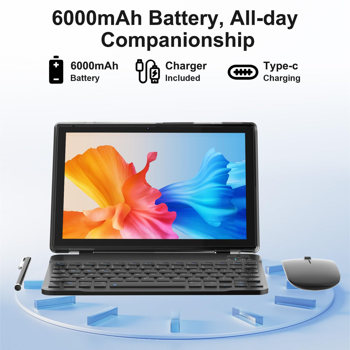 Android 14 2 in 1 Tablet with Keyboard 10 inch 8GB+64GB Black J69760