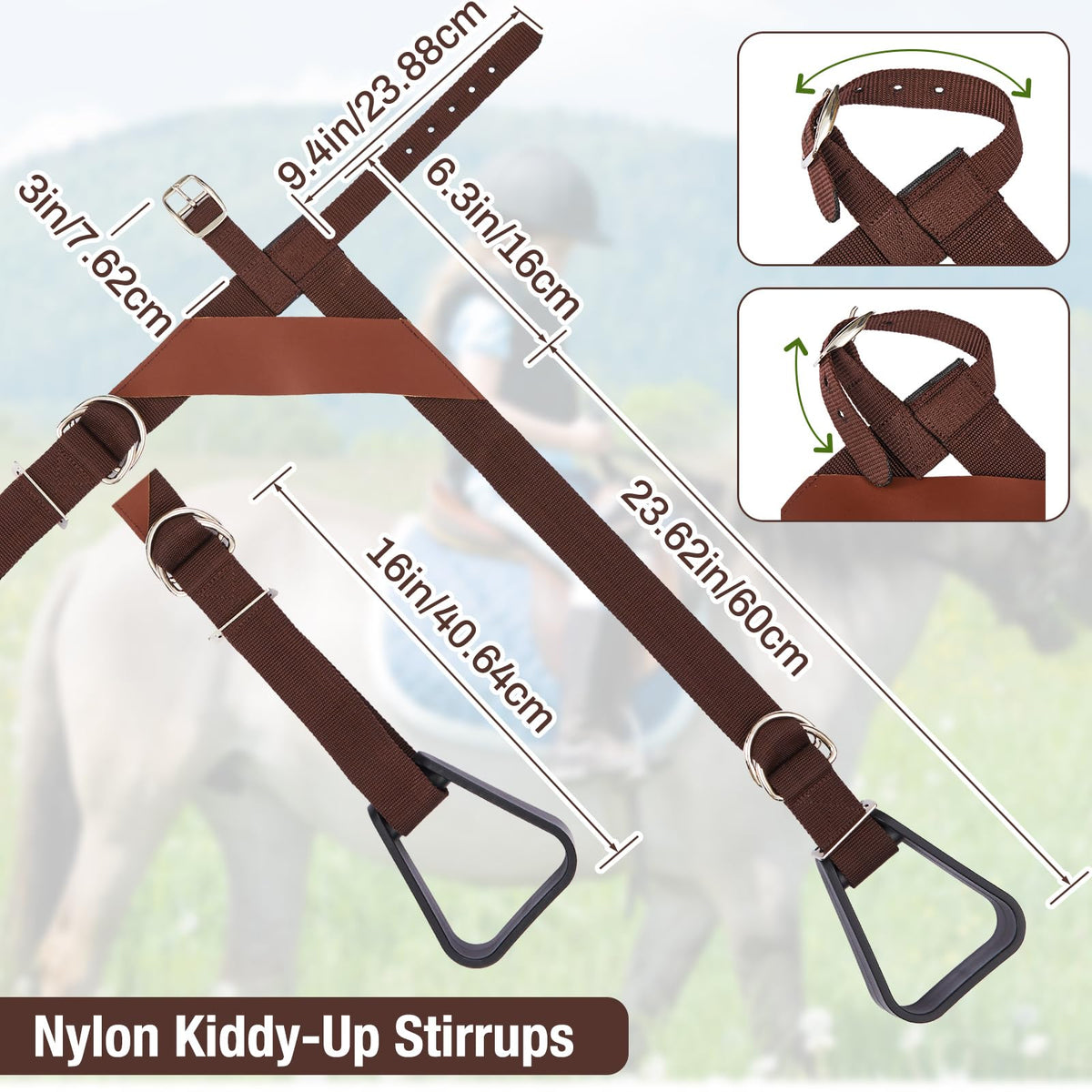 Kids Adjustable Nylon Straps Stirrups Q26532