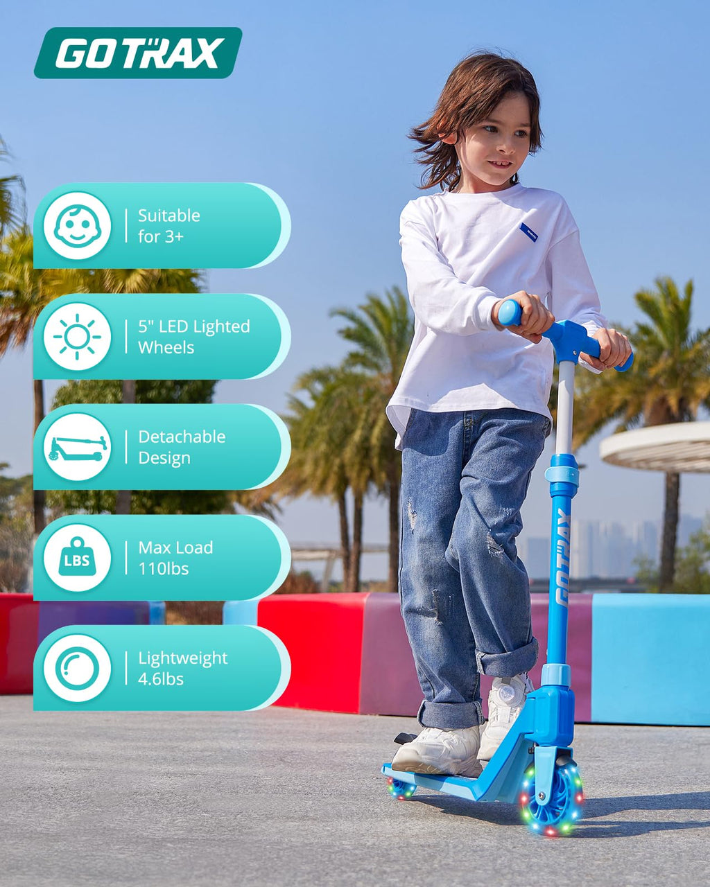 Kids Kick Scooter LED Light 2 Wheels N54034