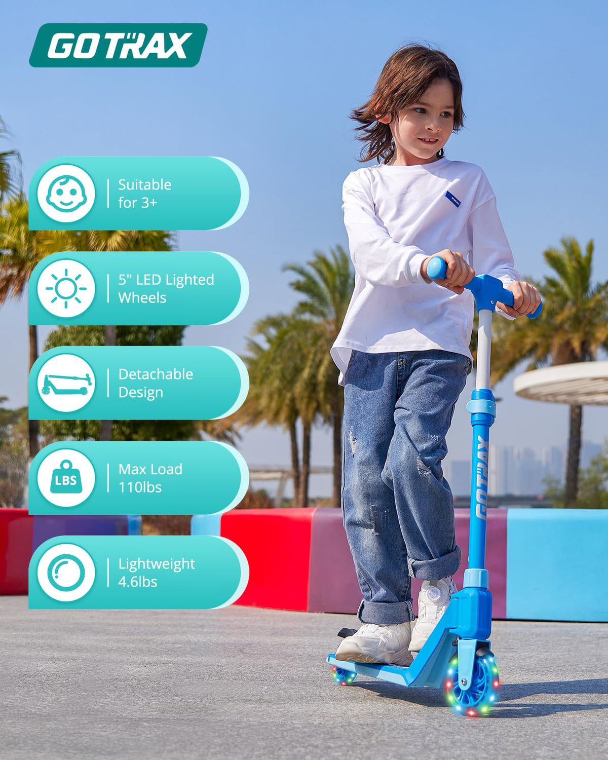 Kids Kick Scooter LED Light 2 Wheels N54034