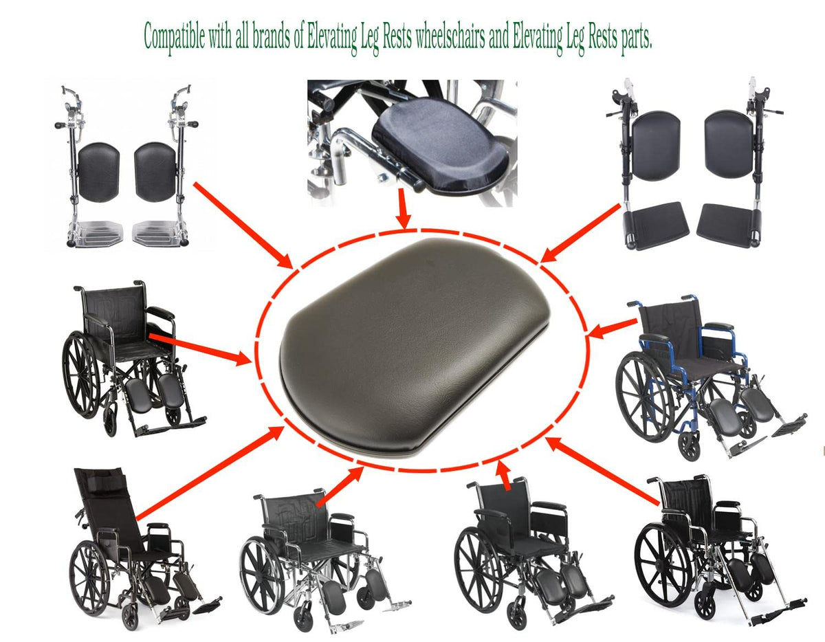 Black Vinyl Upholstered Wheelchair Elevating Leg Rest F1984