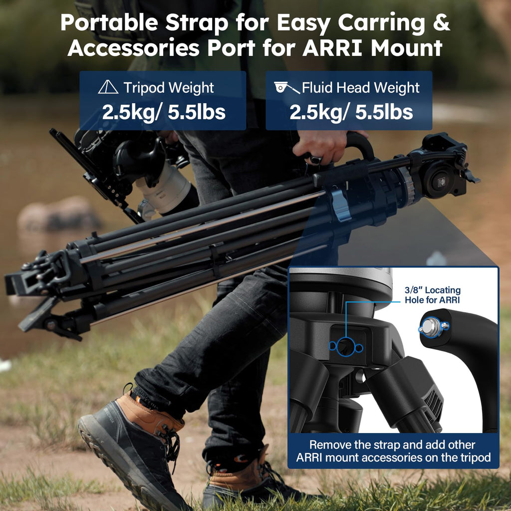 Carbon Fiber Video Tripod with Fluid Head B3863