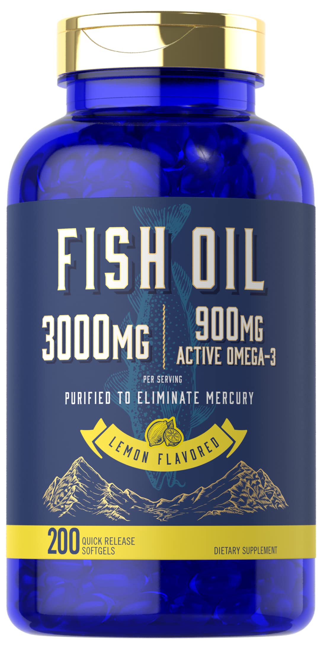Fish Oil 3000mg 900mg Omega 3 200 Softgels Lemon Flavor L66961
