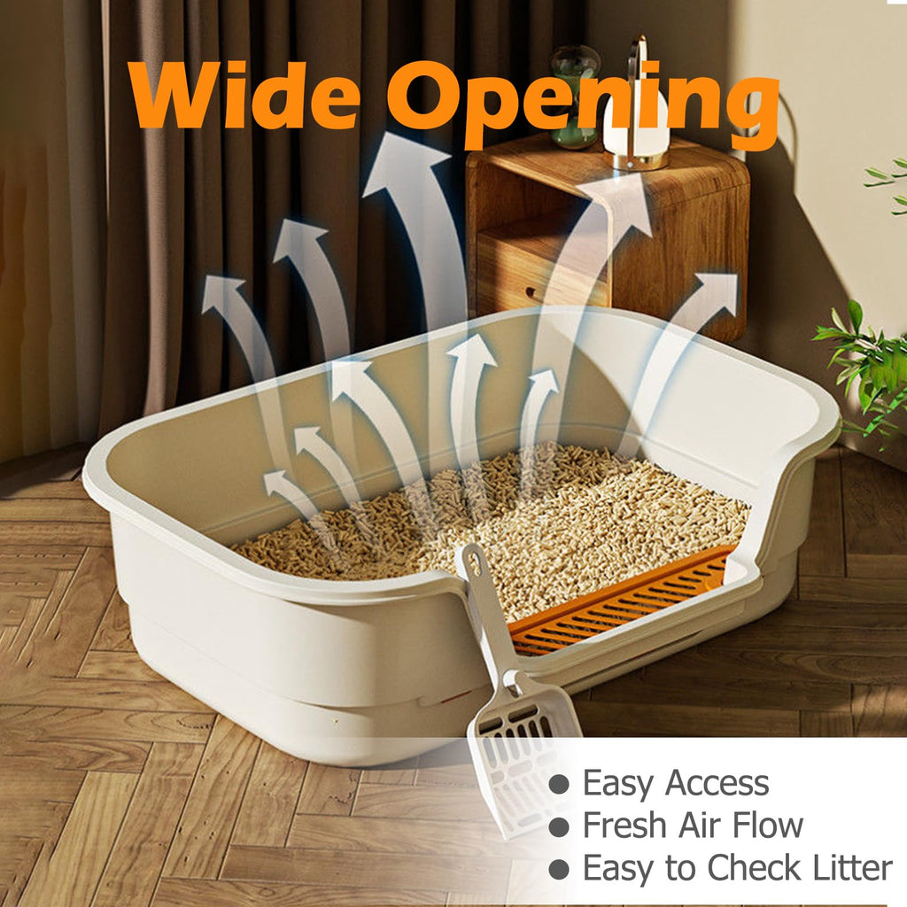 Large High Sides Low Entry Cat Litter Box U77691