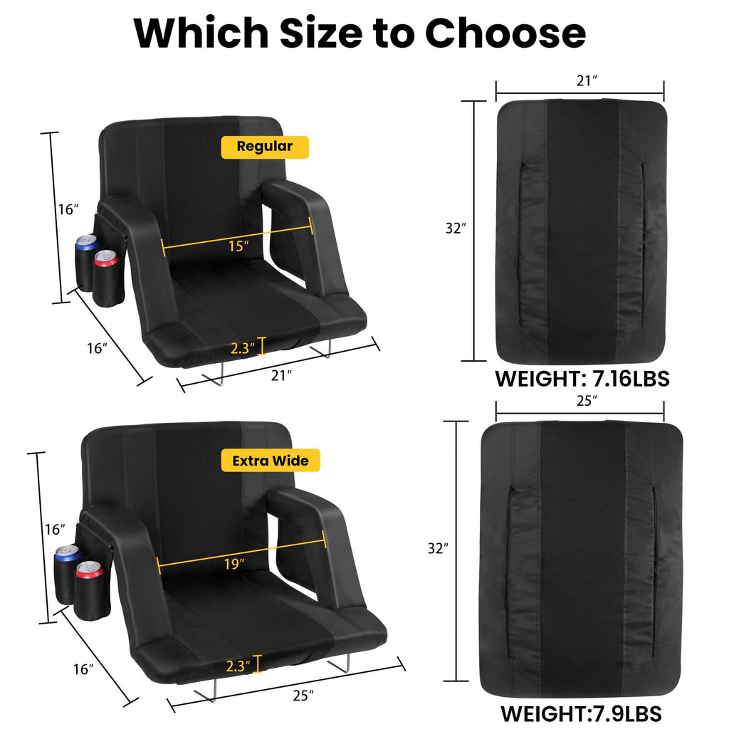 2 Pack Portable Folding Stadium Seats with Back Support and Cushion R360439