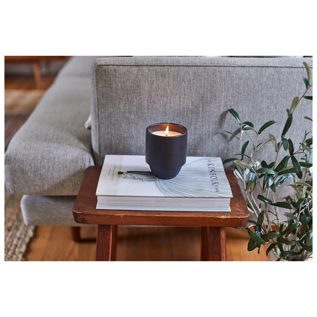 Scented Soy Candle in Reusable Ceramic Jar with Wood Wick, 11 oz Q830