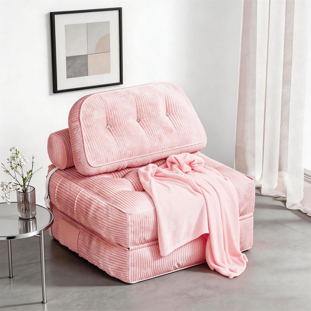Pink Flannel Folding Sofa Bed G7352