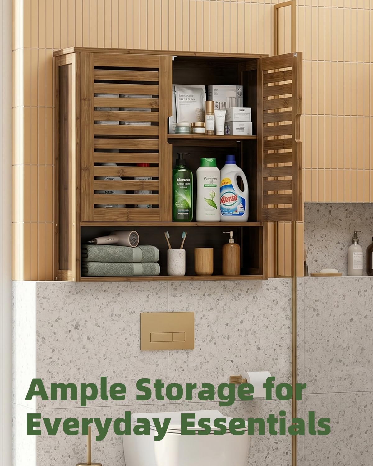 Bamboo Over-The-Toilet Storage Cabinet with 2 Door A9866