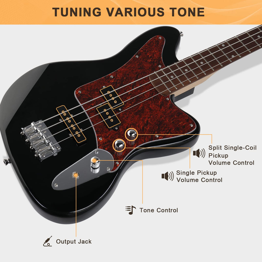 4 String Electric Bass Guitar Beginner Kit with Amp T441