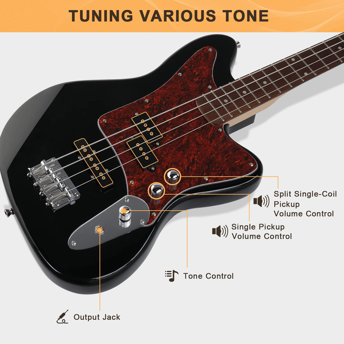 4 String Electric Bass Guitar Beginner Kit with Amp T441