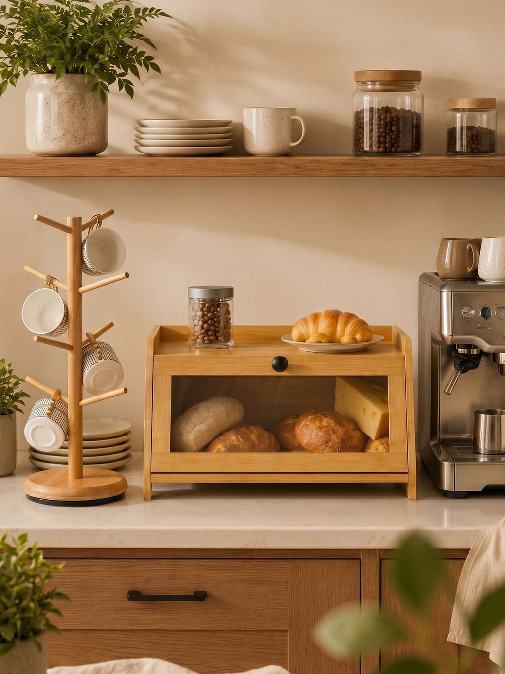 Bread Box with Top Shelf, 1 Tier H2468