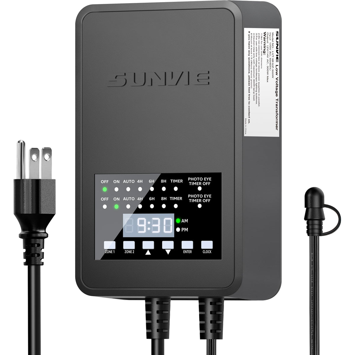 300W Low Voltage Landscape Transformer with Timer and Photocell Sensor T13817