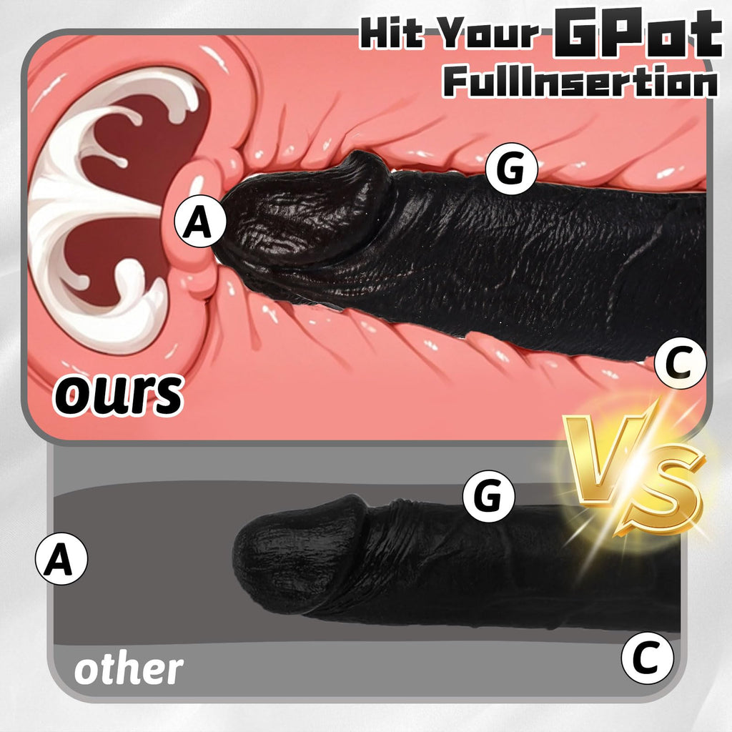 Black Realistic Silicone Dildo with Suction Cup Q8122
