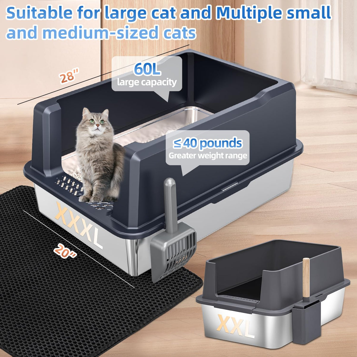 XXXL Stainless Steel Litter Box M5951