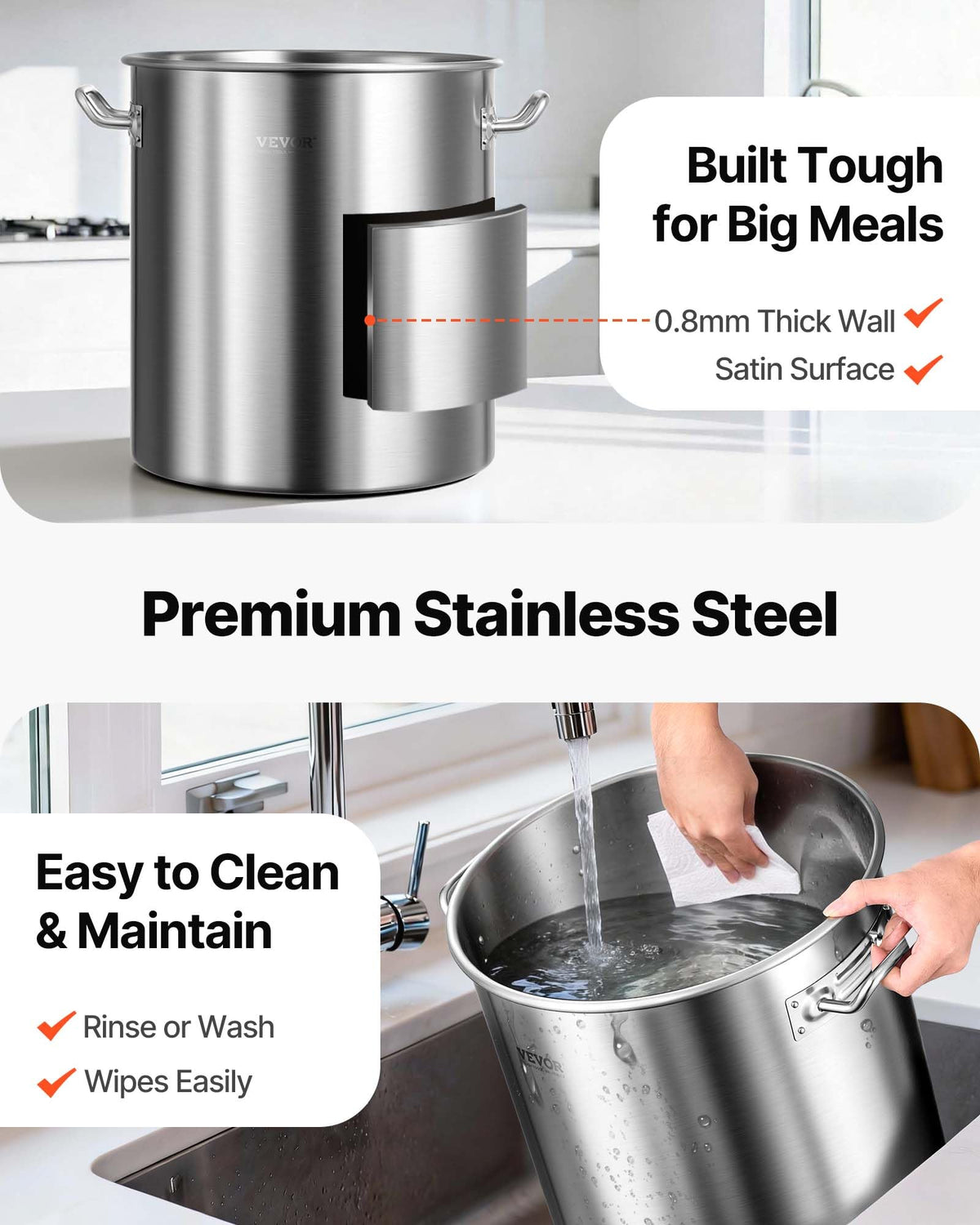 42 Quart Stainless Steel Stockpot with Strainer and Lid W38442