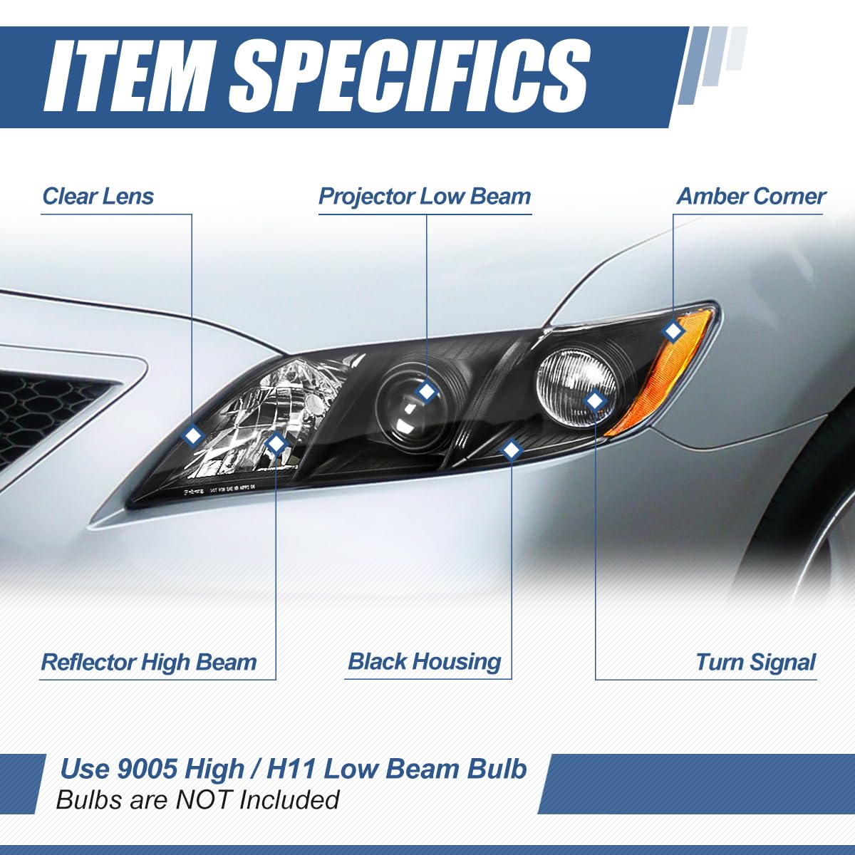 Black Projector Headlights Assembly R5886