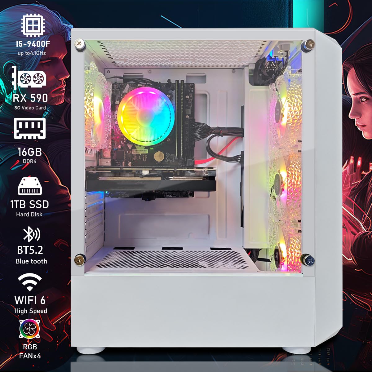 Gaming PC Bundle with 24Inch FHD LED Monitor E18893
