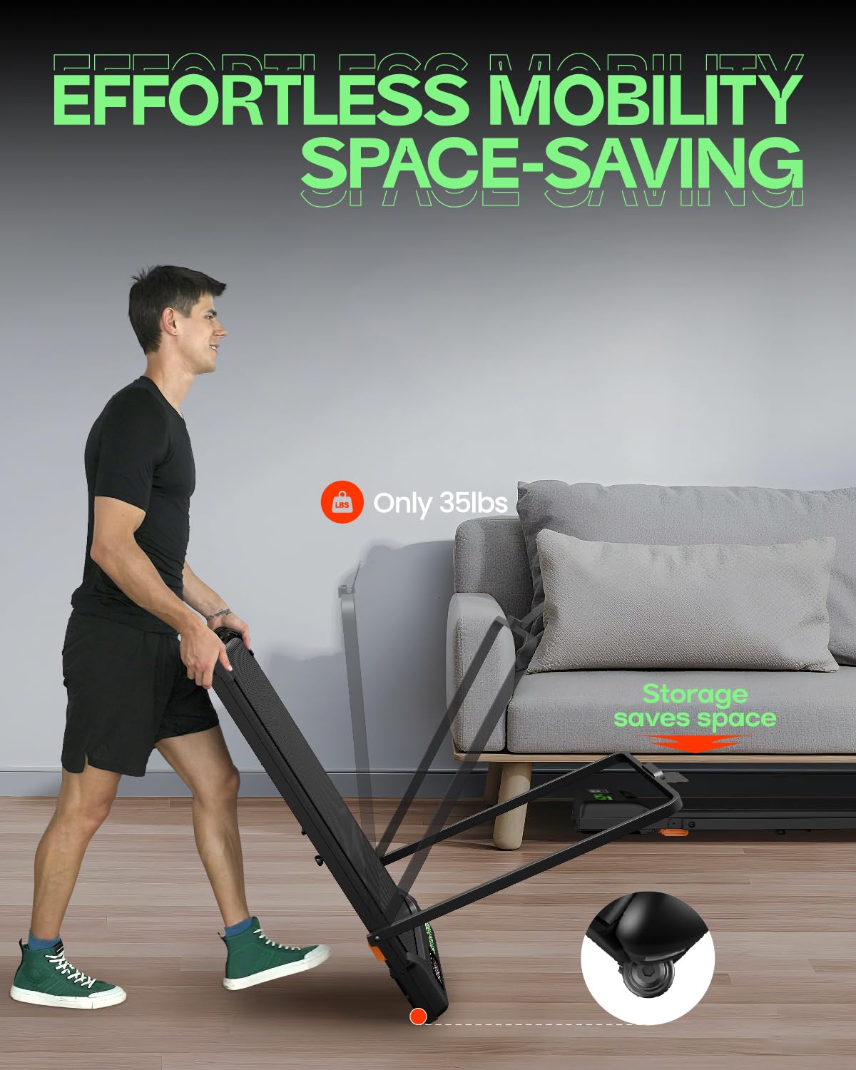 Folding Walking Pad with Incline, 2 in 1 Portable Under Desk Treadmill Q3810