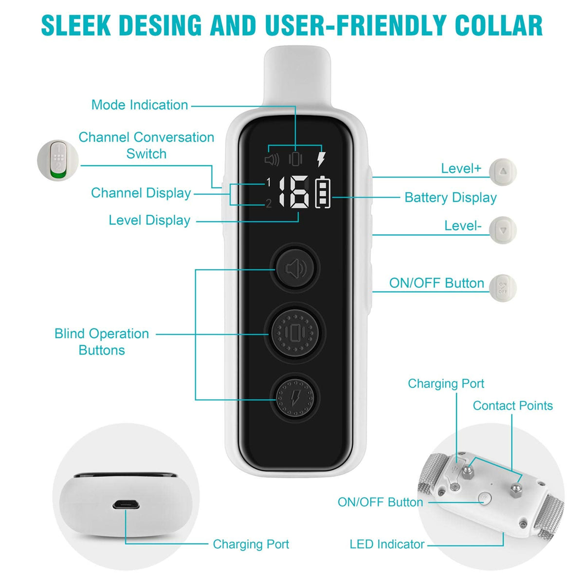 Waterproof Rechargeable Electric Dog Training Collar with Remote B807754