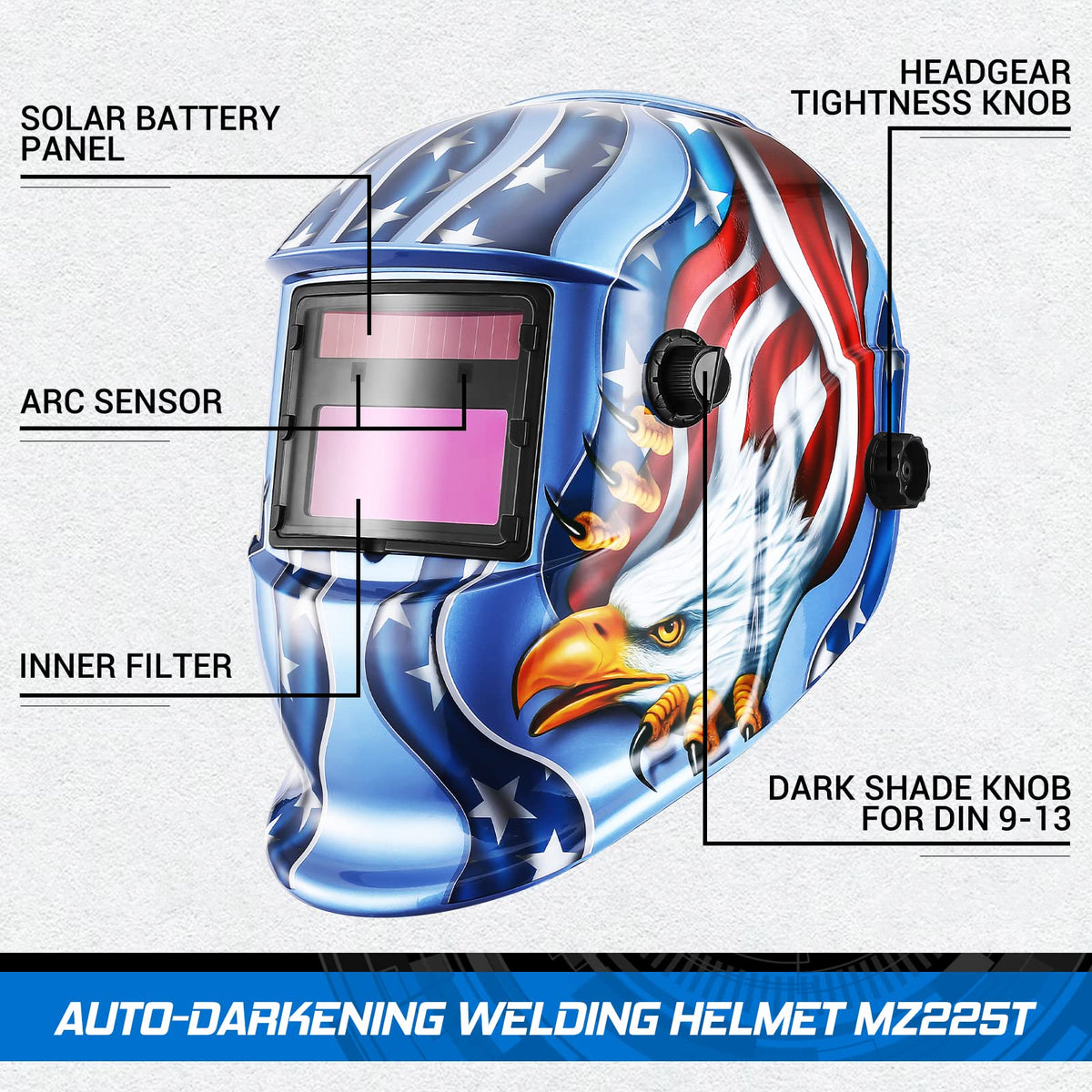 Auto Darkening Solar Powered Welding Helmet T156640