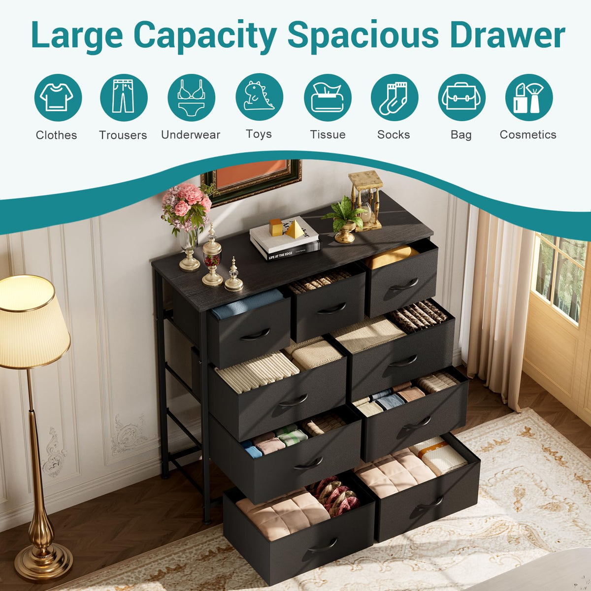 Black 9 Drawer Dresser Z212816