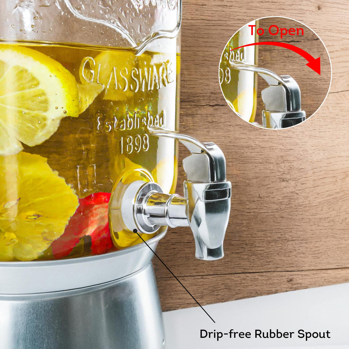 Glass Beverage Dispenser with Stand 1 Gallon X7018