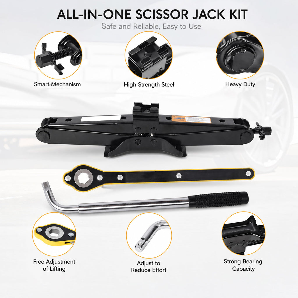3 Ton Scissor Car Jack Kit with Wrench W98818