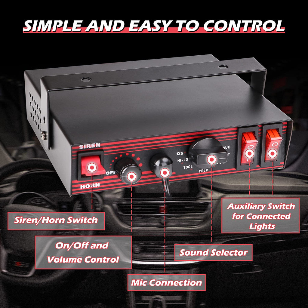 Emergency Police Siren 8 Tones PA System 130DB 200 Watt I297