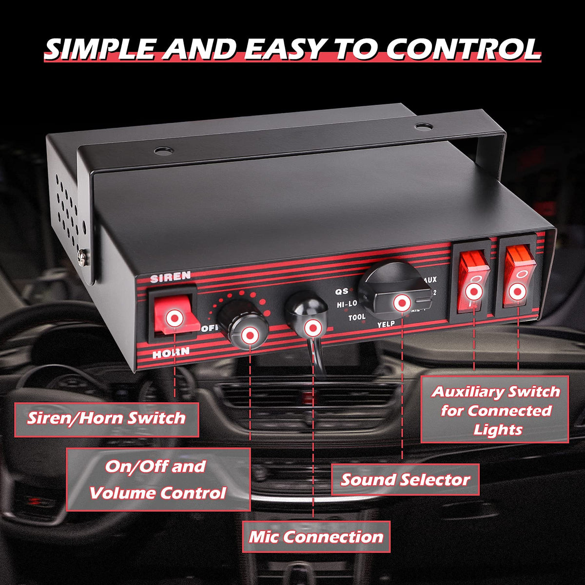 Emergency Police Siren 8 Tones PA System 130DB 200 Watt I297