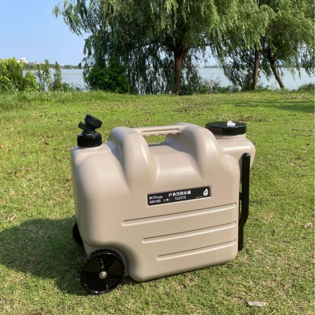 Black Portable Water Container with Faucet and Wheels M442