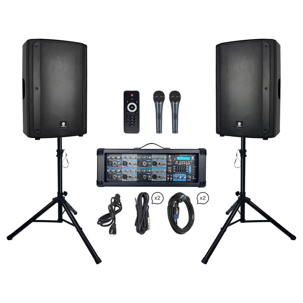 3000W Bluetooth PA Speaker System with 8-Channel Powered Mixer N99747