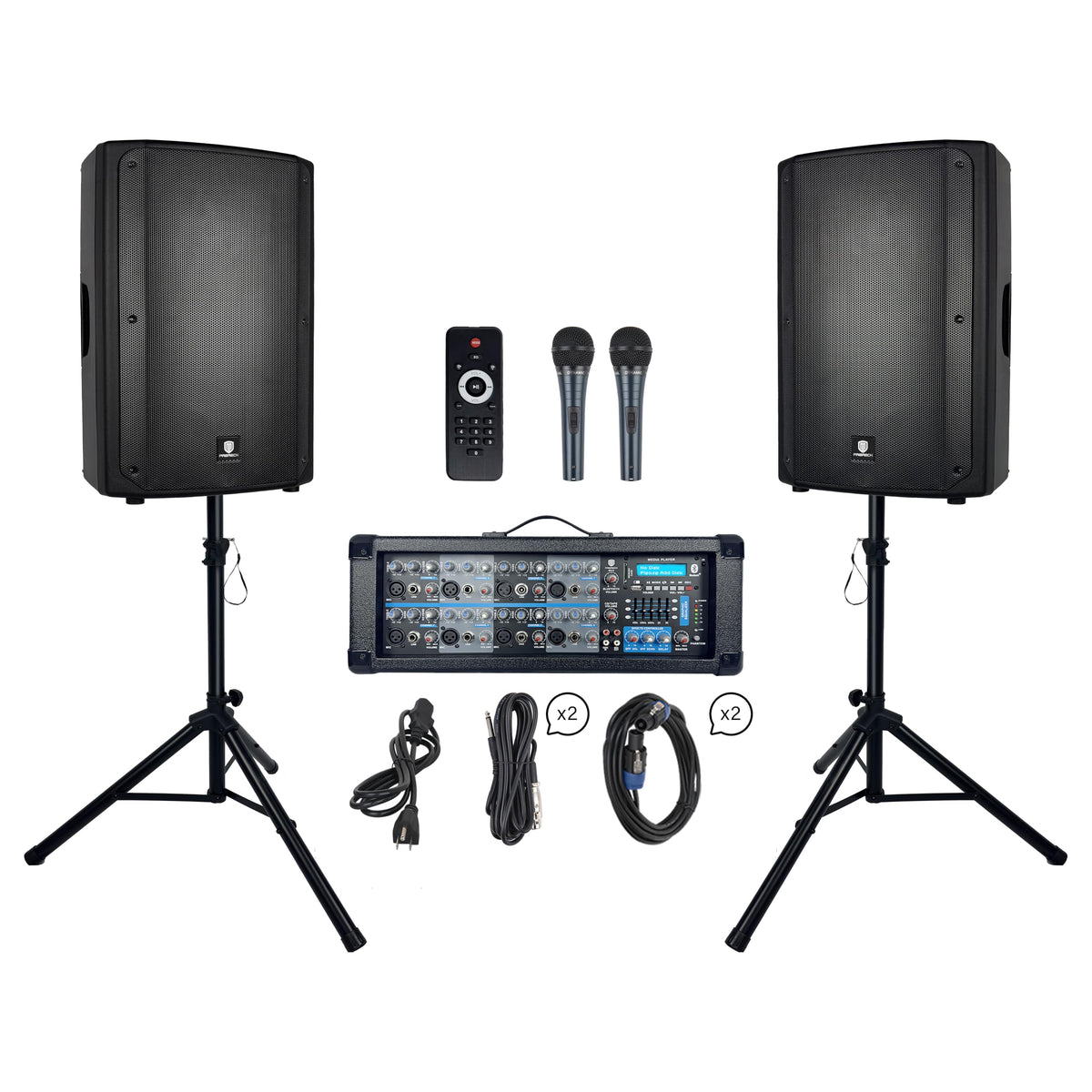 3000W Bluetooth PA Speaker System with 8-Channel Powered Mixer N99747