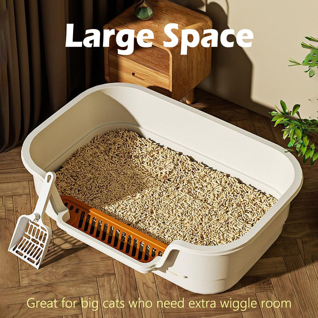 Large High Sides Low Entry Cat Litter Box U77691