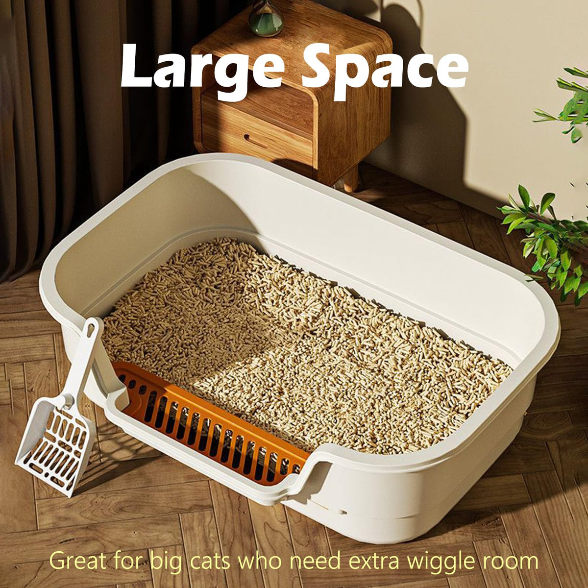 Large High Sides Low Entry Cat Litter Box U77691