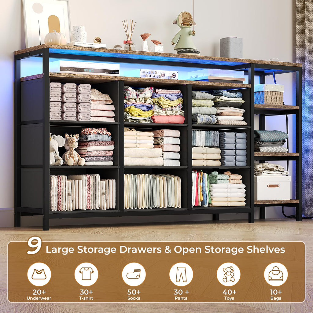 LED TV Stand Dresser with 9 Drawers G9092