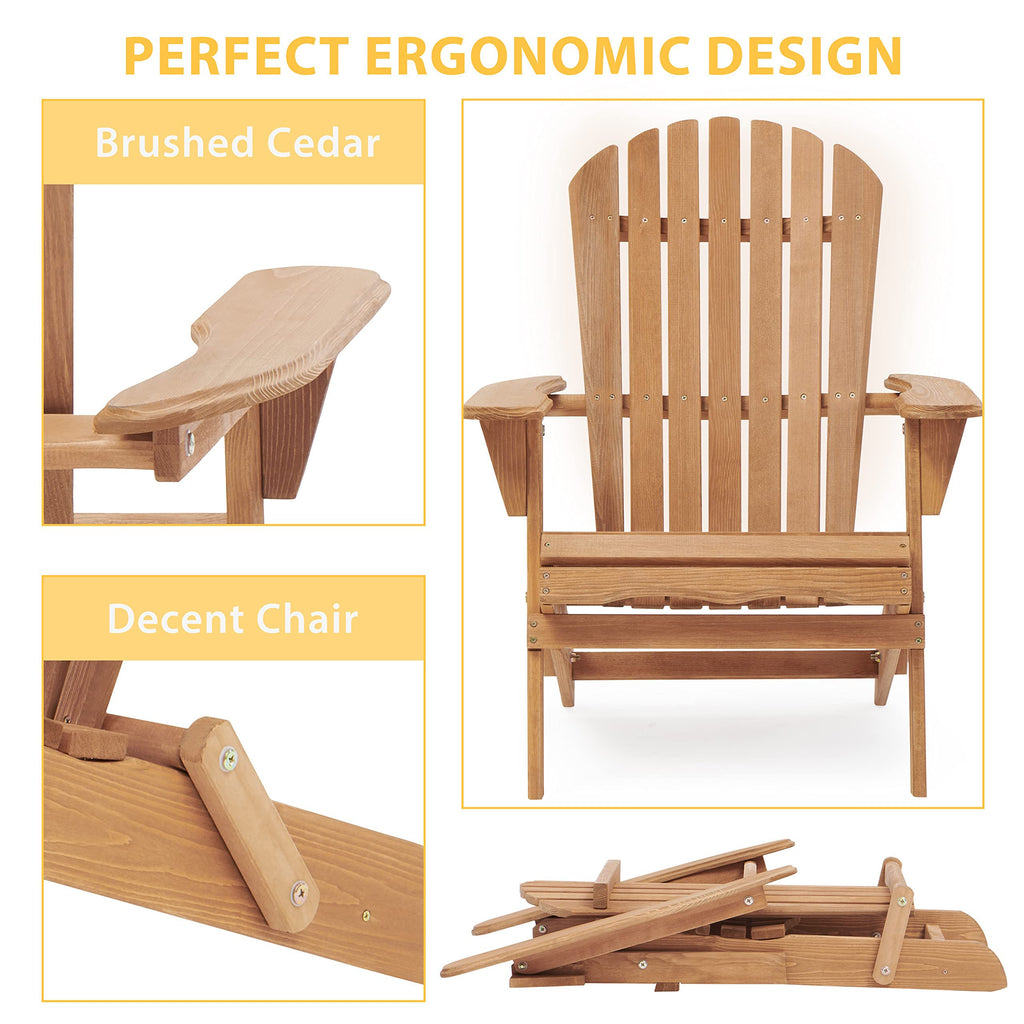 Folding Wood Adirondack Chair Set of 2 F819041