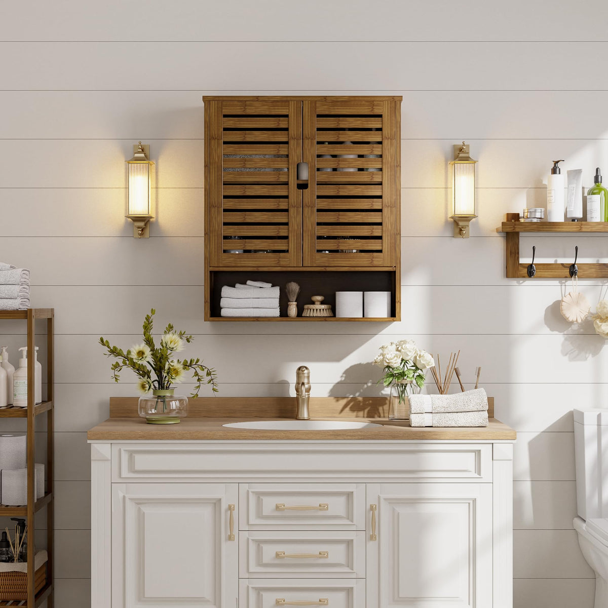 Bamboo Over-The-Toilet Storage Cabinet with 2 Door A9866